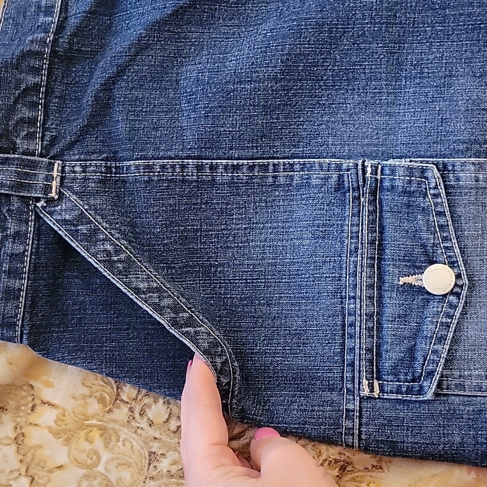 BUTTON-FLY Stretch Denim Skirt - Picture 5 of 11